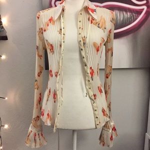 Vintage Pin-Up Girl Button Down Blouse